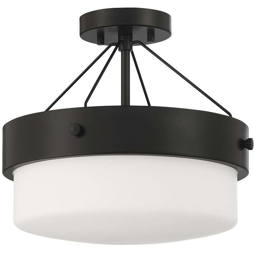 Oak Street 2 Light 13 inch Flat Black Convertible Semi Flush Ceiling Light